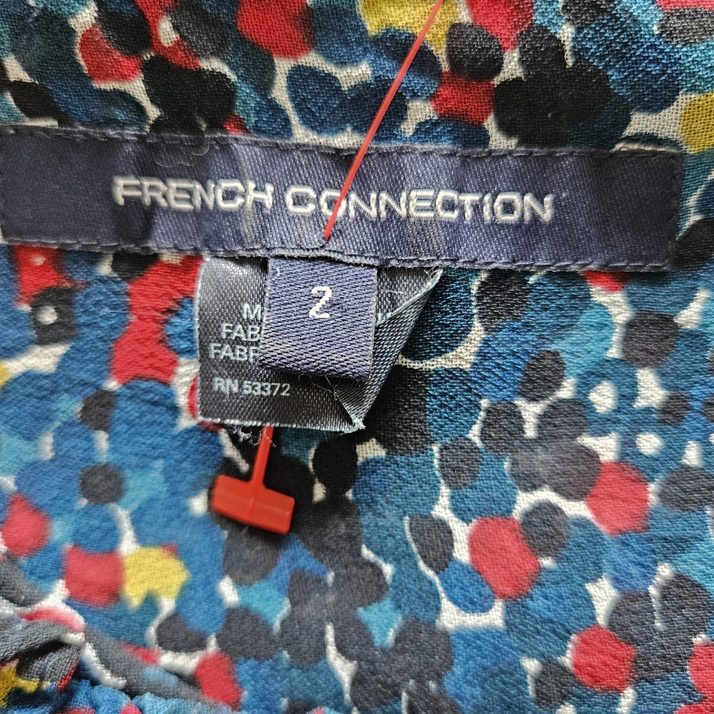π¨π΅ french connection floral blouse multicolor short sleeves size 2 π¨π΅ - Picture 5 of 5